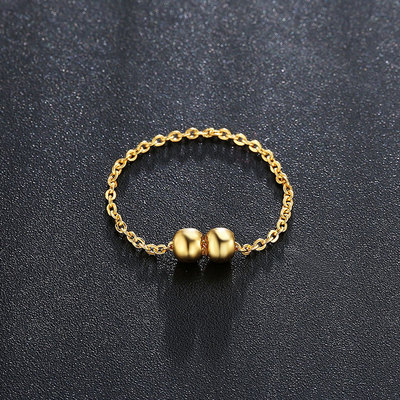 黄金戒指足金转运金指环指环女款简约链戒手饰