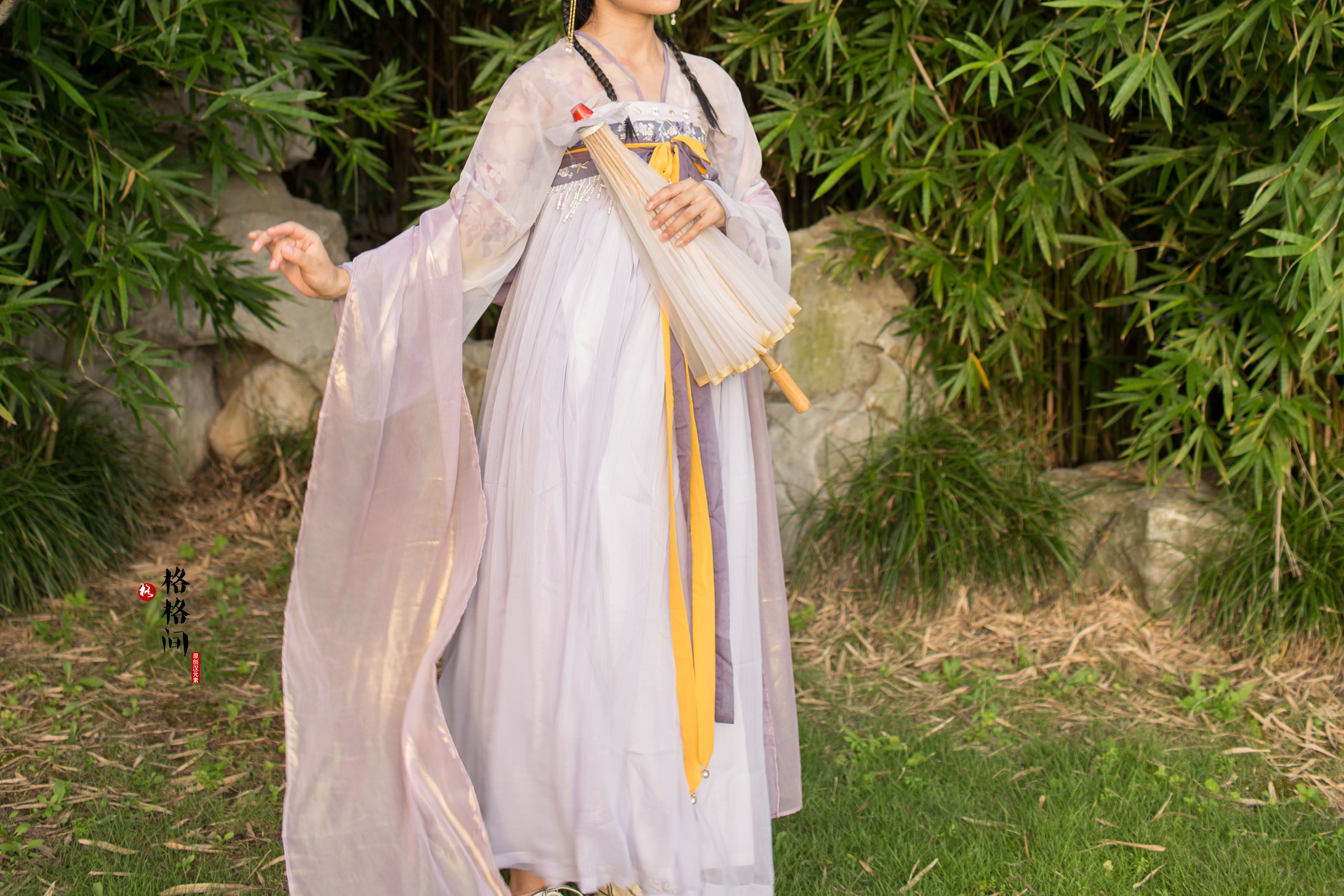 原创流光溢彩烫金印花龙母披帛女汉服纯色敦煌飘带单件百搭