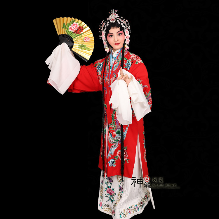 京剧戏服女戏曲大凤披飞红色女披春秋亭锁麟囊立凤民族服装