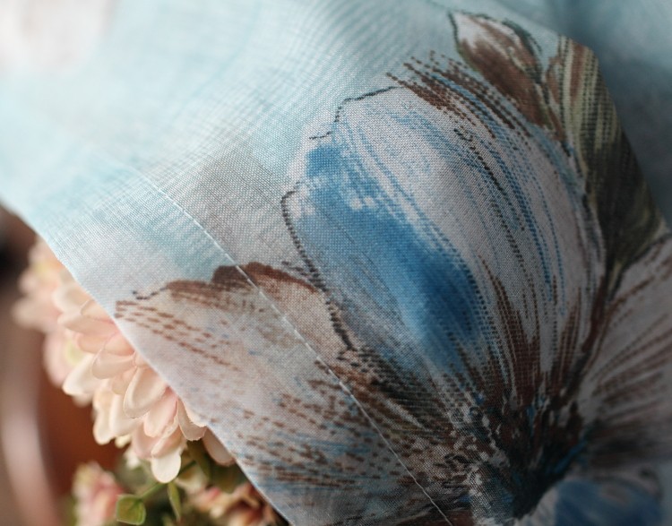 棉麻印花美式风格窗帘成品简美风格 小美式乡村窗纱帘卧室客厅