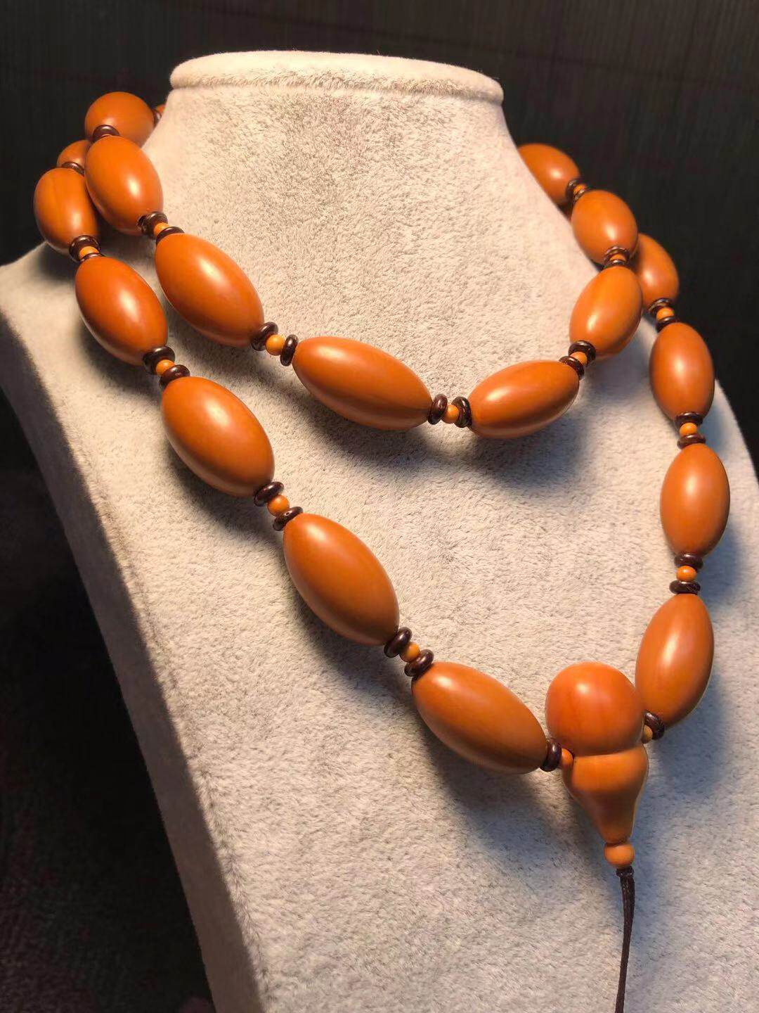 橄榄核手串雕刻橄榄核素串米型光珠文玩男女款手链素珠长串项链纯