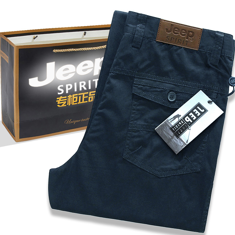 JEEP吉普男装男裤直筒宽松纯棉裤子百搭潮流男士夏季薄款休闲裤男