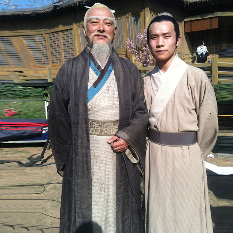 古装影视装男汉服群武侠侠客客服棉麻渔民老人民族服装