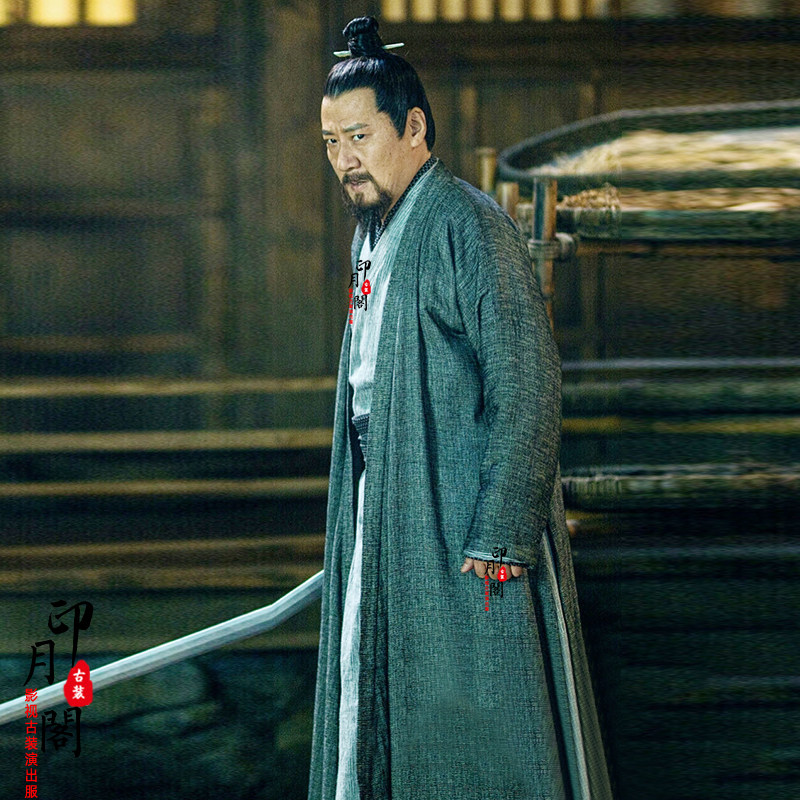 影视古装男士汉服大臣臣服将军老夫子同款棉麻民族服装