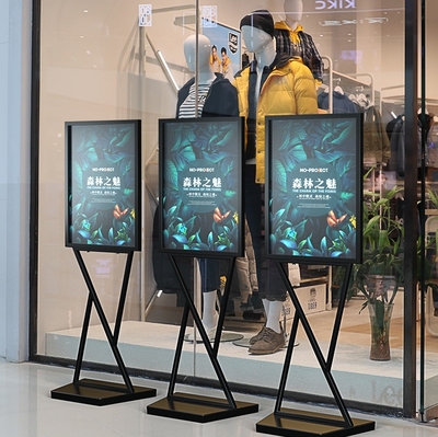 不锈钢立式落地展示架海报商场板立广告牌宣传x展架