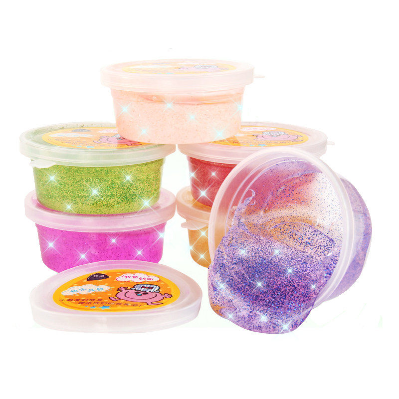 炫彩24色吹泡泡水晶泥透明无毒儿童果冻彩泥发光拉面土diy玩具