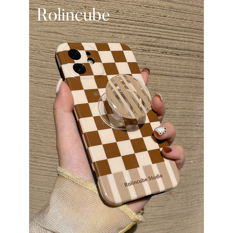 Rc原创适用iphone12手机壳ins棋盘格苹果13promax撞色11复古xr/xs