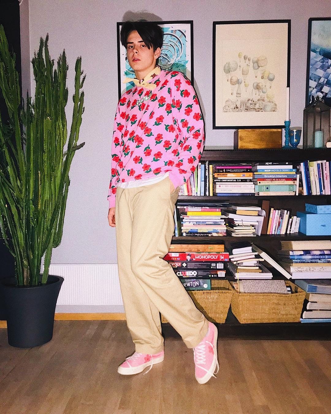 小花golfwang粉色圆领卫衣女泫雅golf长袖卫衣卫衣