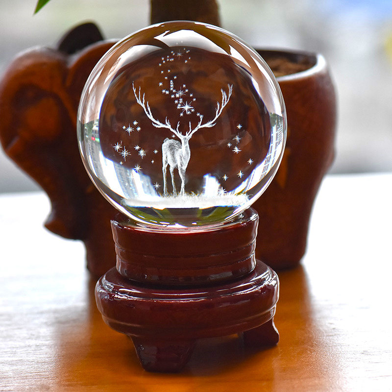 水晶球有你一鹿路礼物一周年周年麋鹿情侣生日朋友创意礼品