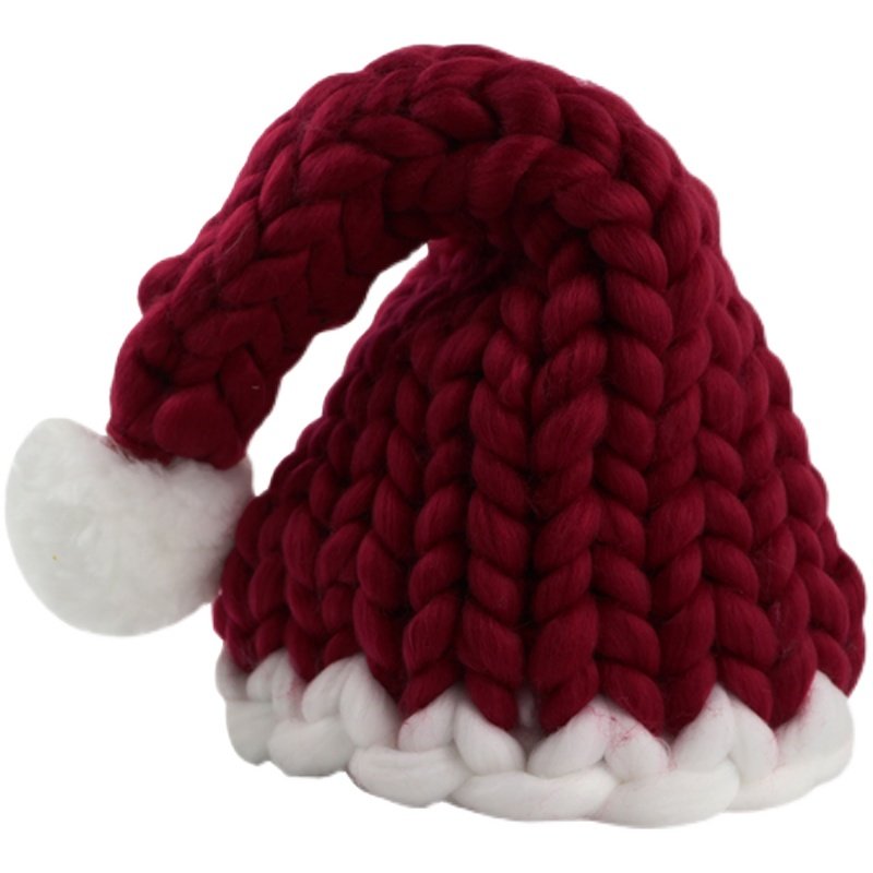 加粗冰岛毛线睡帽圣诞可爱网红红帽子自拍道具圣诞帽