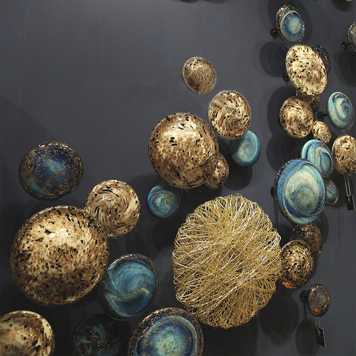 轻奢装饰品圆形挂件背景墙样板房壁饰家居装饰黄铜丝线壁饰