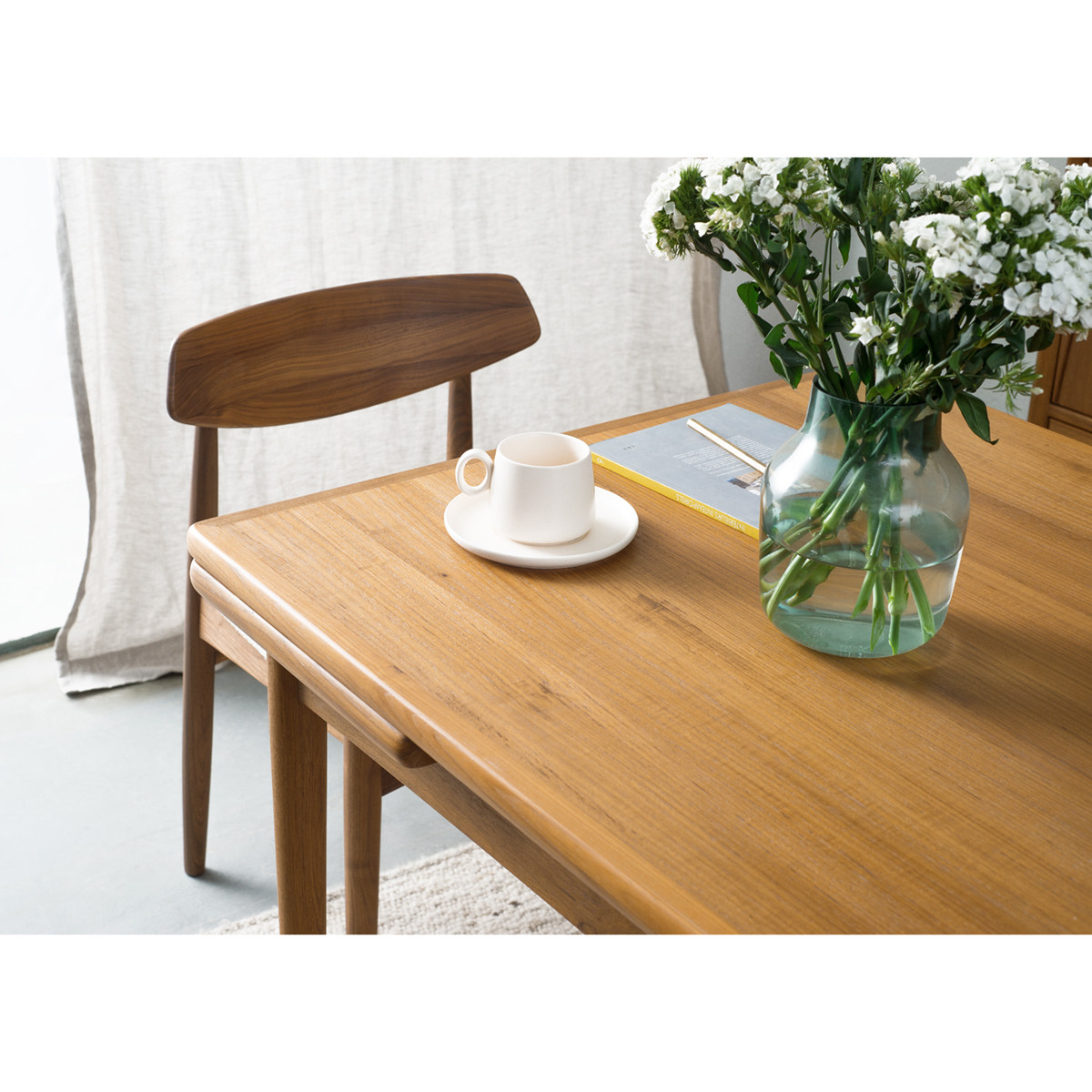 木纳家具北欧中古抽拉餐桌折叠桌长方形实木缅甸柚木饭桌子可伸缩