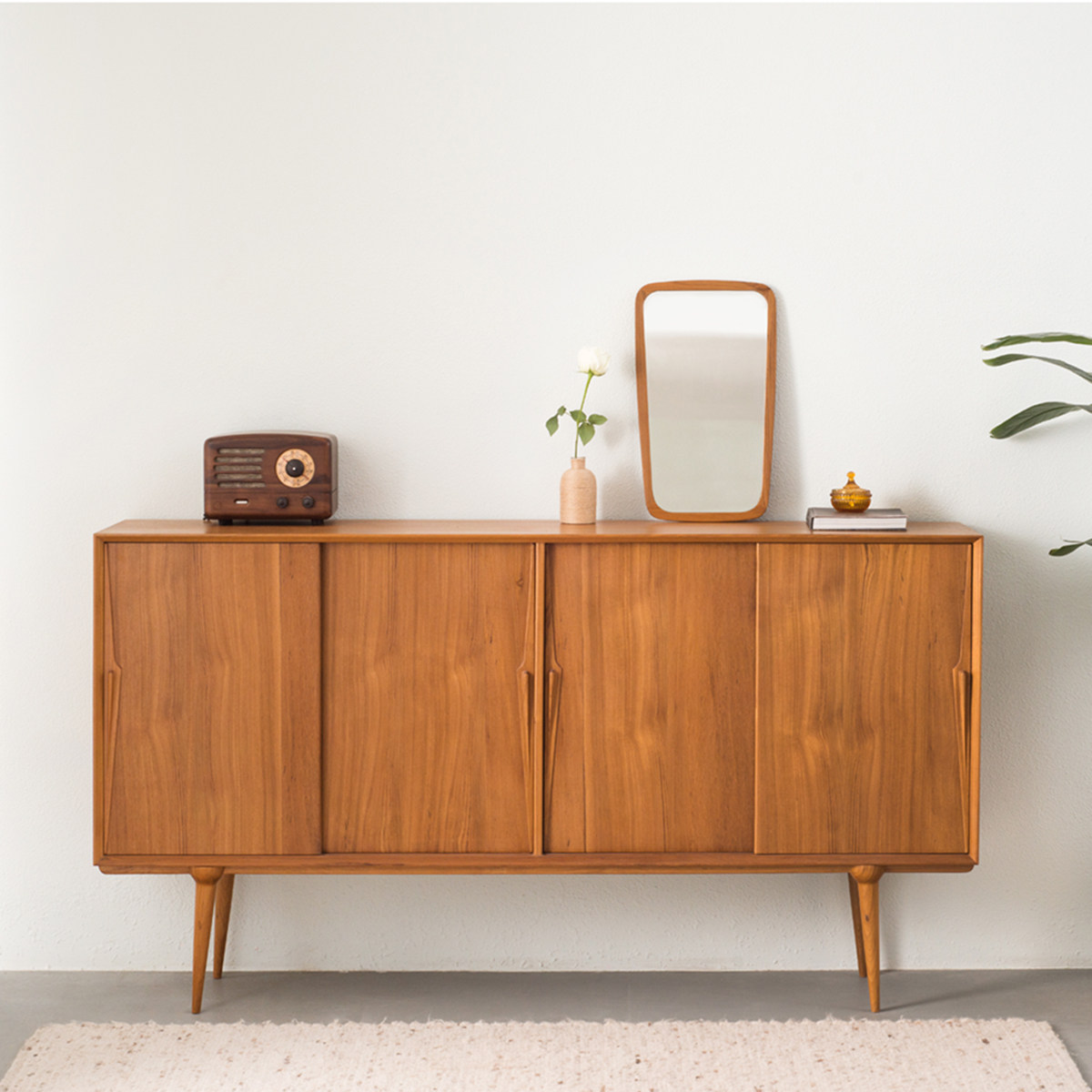 木纳家具北欧实木中古餐边柜客厅靠墙柚木储物柜餐边柜