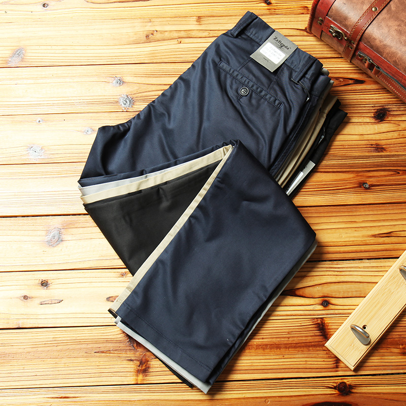 2022春夏薄款天丝裤男休闲裤商务经典黑色免烫直筒百搭正装男裤子