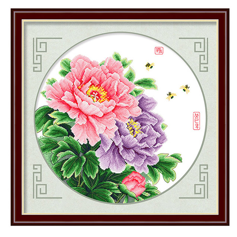 十字绣小件线绣新款2019牡丹花开富贵图客厅卧室花卉小幅画简单绣