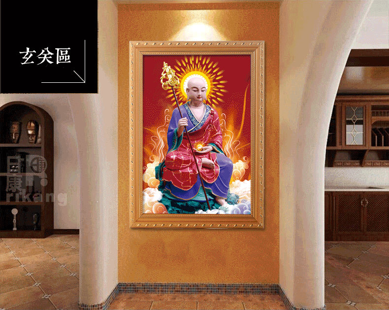 文殊普贤韦陀菩萨阿弥陀佛地藏王佛像佛教海报卷轴画像贴画挂画1