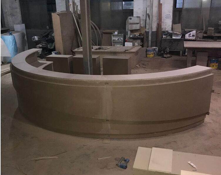 异形烤漆前台接待公司大厅圆形吧台办公桌弧形咨询前台