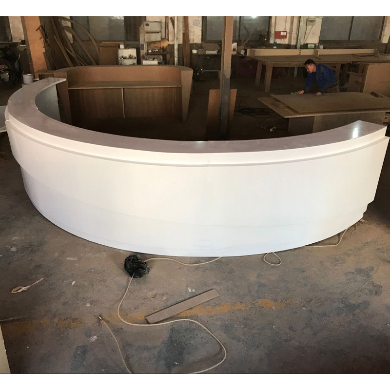 异形烤漆前台接待公司大厅圆形吧台办公桌弧形咨询前台