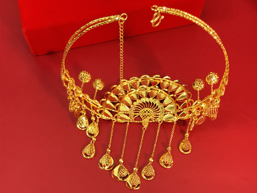 新款镀黄金新娘皇冠流苏金发饰结婚凤凰婚嫁头饰结婚豪华金饰品