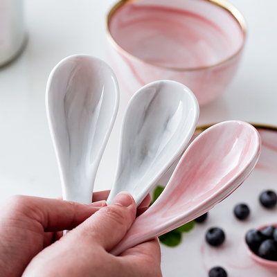 小瓢羹调羹汤匙陶瓷饭勺面汤勺小汤勺商用餐厅酒店小勺子家用喝汤