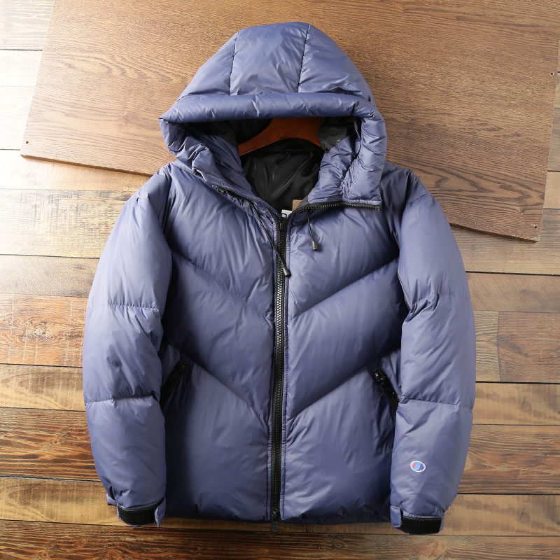 填充连帽防水潮流加厚冬季男士300g白鸭绒面包羽绒服