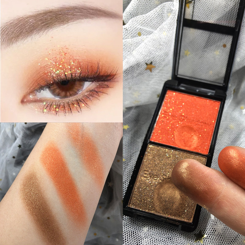 橘色眼影土豆泥软糯不粉丝滑易上色双色橘子眼影