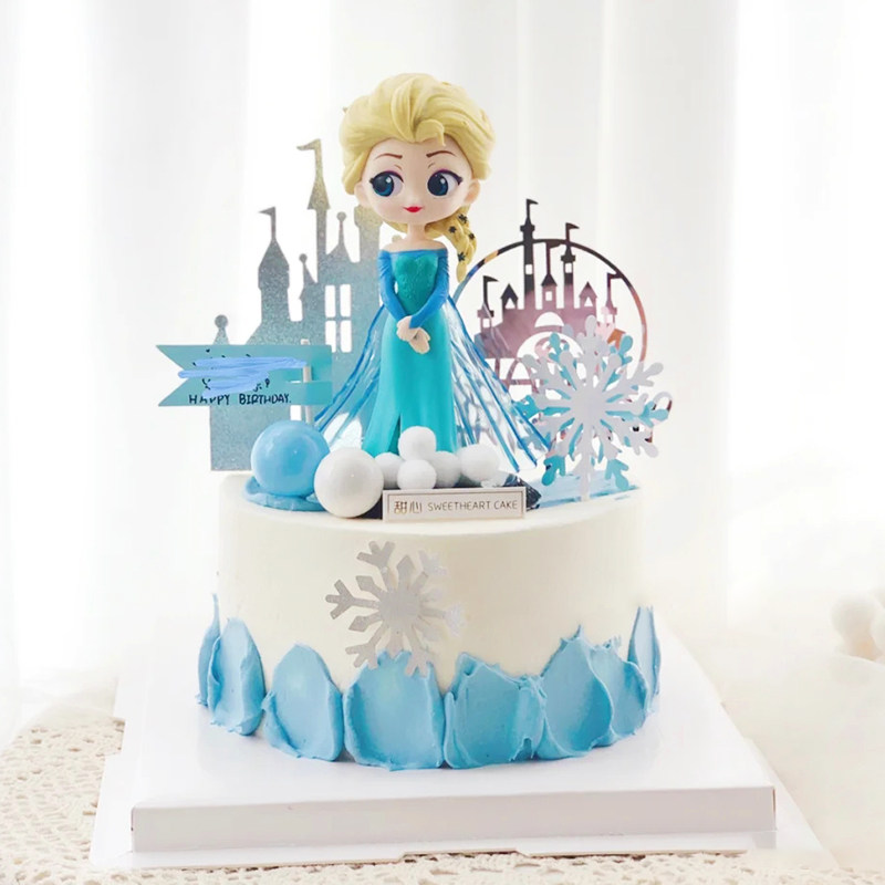 儿童生日蛋糕冰雪奇缘艾莎公主摆件装饰爱莎雪宝节日装扮用品