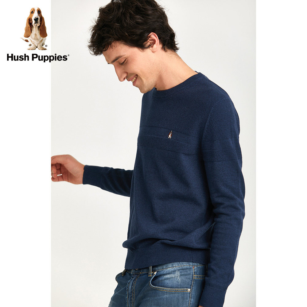 hushpuppies暇步士男装2020春新款圆领休闲毛衣针织衫|pw-28523z