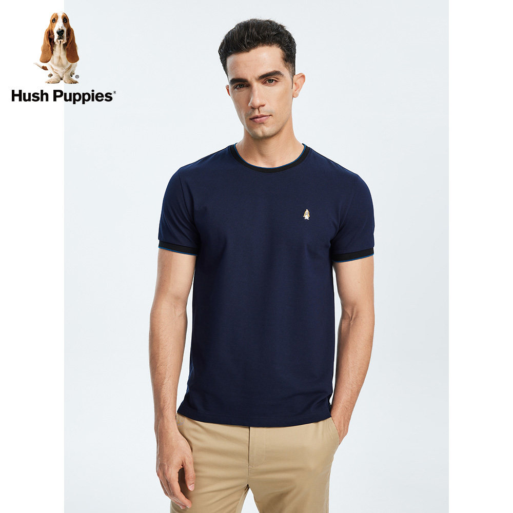 hushpuppies暇步士2022夏季新款男装圆领净色短袖t恤