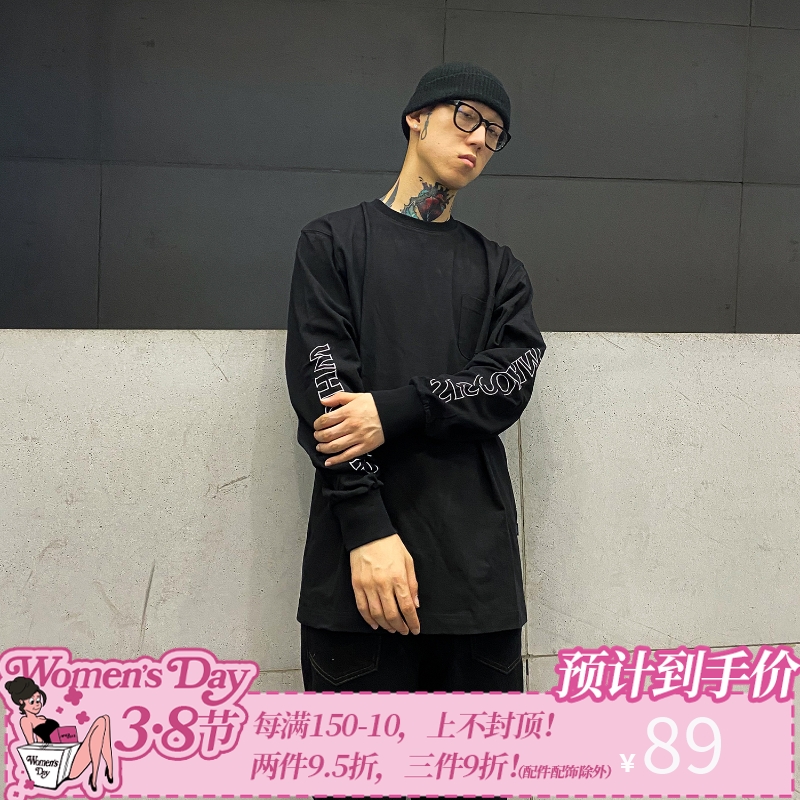 WHOOSIS 基础LOGO多色长袖TEE 打底衫美式潮牌国潮街头重磅男女