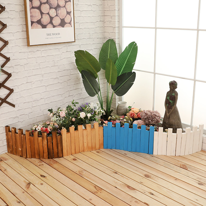 防腐木栅栅栏室内白色圣诞节圆形围栏窗台装饰大型篱笆