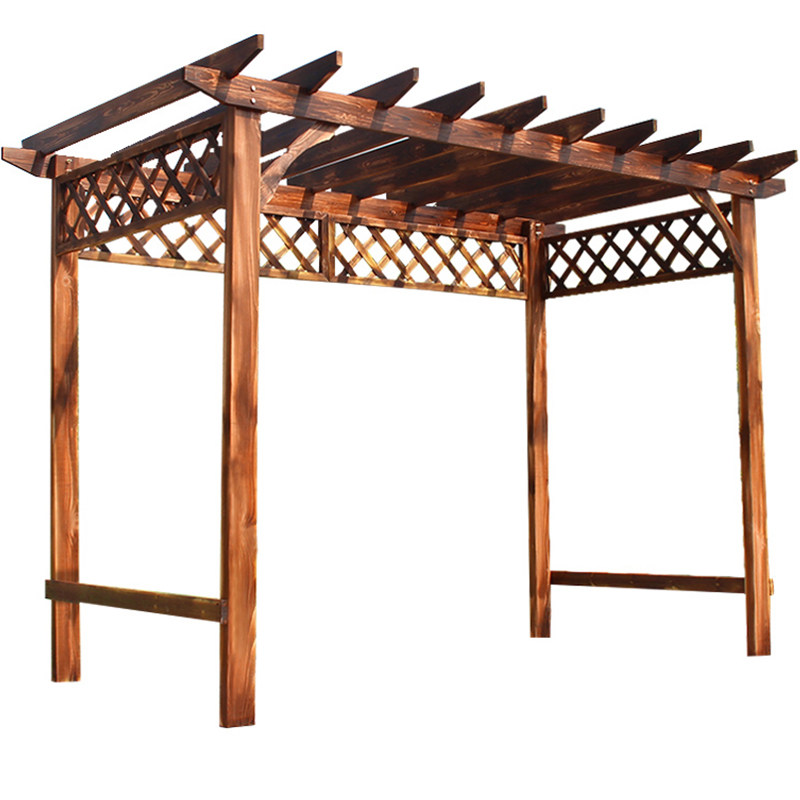 防腐木葡萄架庭院碳化实木地板户外木屋爬藤架子组装别墅凉亭廊架