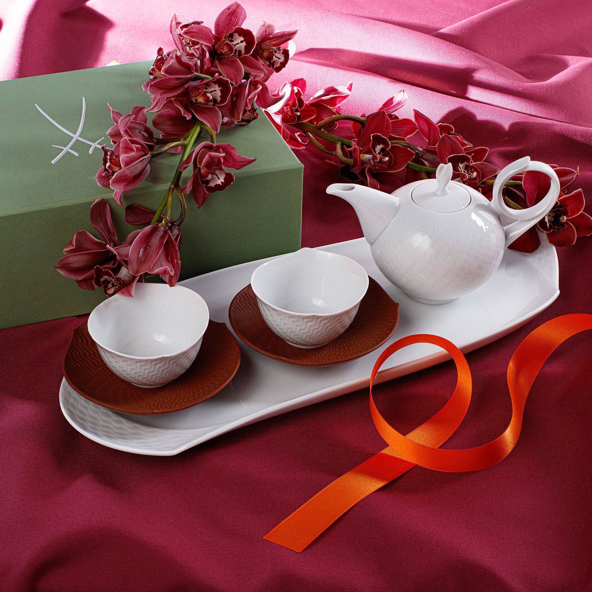 德国meissen梅森瓷器wave波浪系列硬瓷白色欧式茶壶