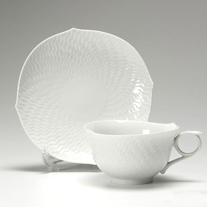德国meissen梅森waverelief波浪浮雕硬瓷茶杯配碟茶杯