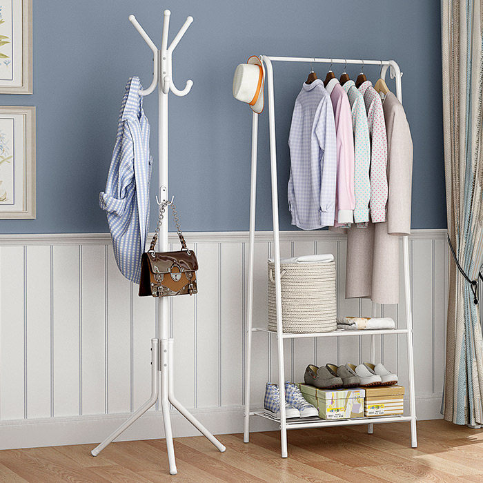 简易落地卧室衣帽架省空间家用收纳置物衣服架子折叠室内挂衣架子