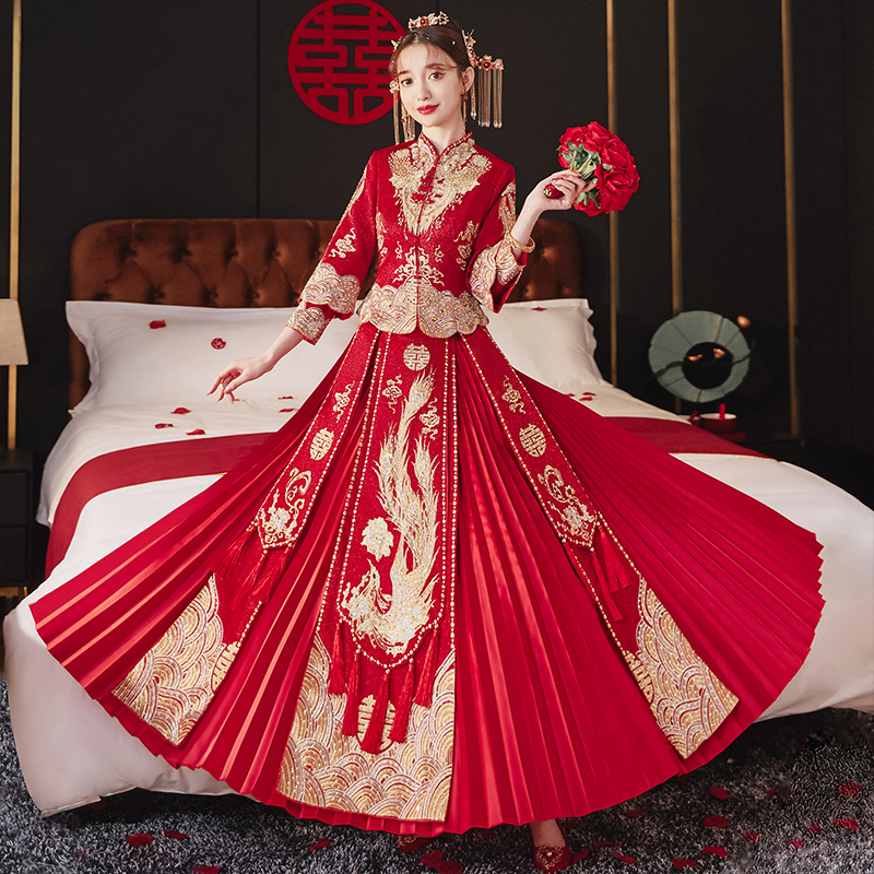 angelababy结婚秀禾服,angelababy秀禾服 秀禾服2022年新款新娘显瘦结婚纱中式礼服龙凤褂男女情侣大码秀和