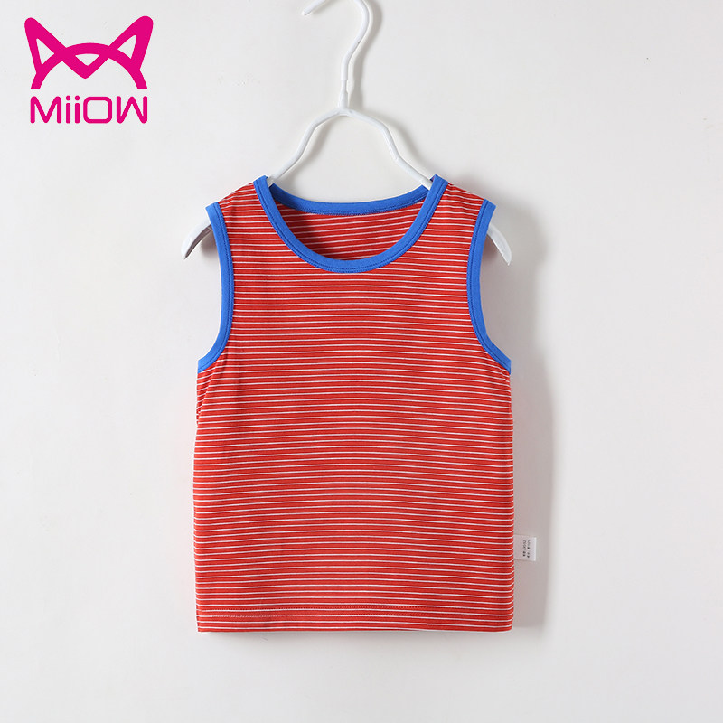 背心猫人童装儿童色织心满跨店背心吊带