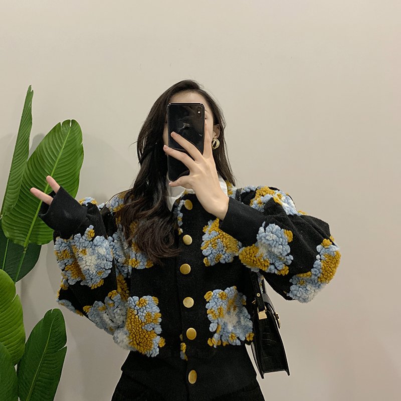 炸街外套高级范小个子收腰冬摇粒绒女赫本风别致设计感港味上衣