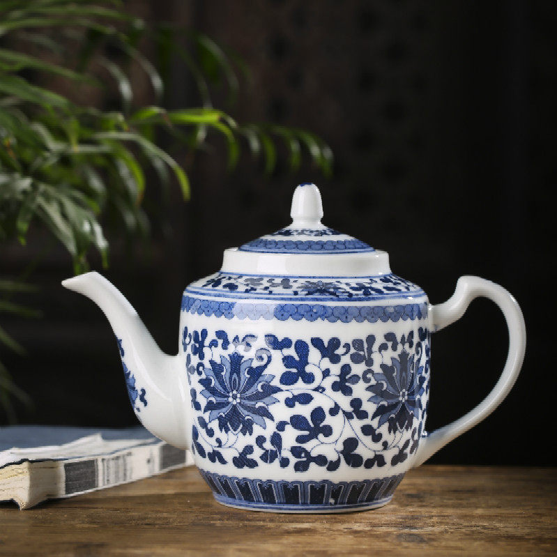 茶壶景德镇陶瓷青花家用大号1l容量泡茶凉水水壶茶壶