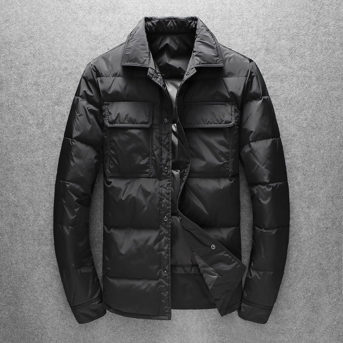 冬季羽绒服男士短款韩版衬衫领商务休闲保暖青年轻薄外套潮大码