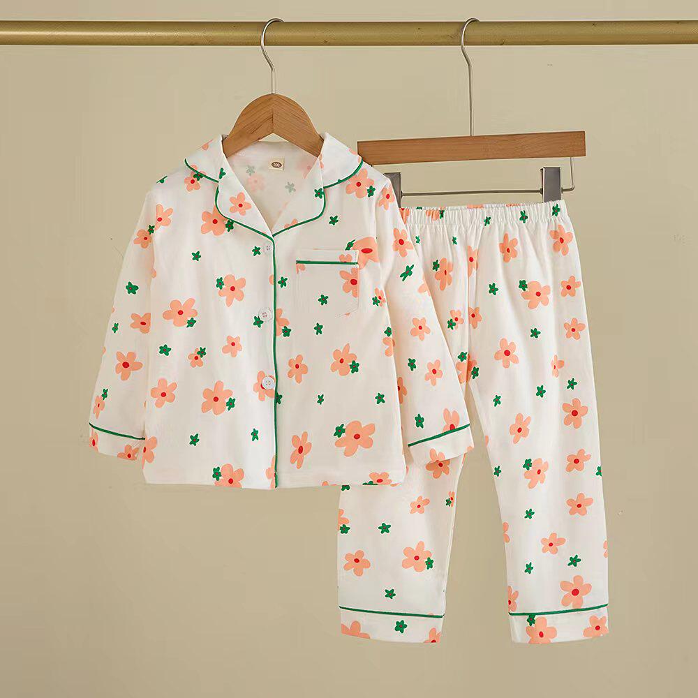 儿童女童睡衣春秋纯棉长袖可爱套装全棉女宝家居服套装