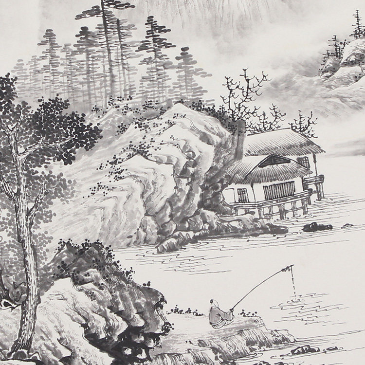 水墨观悟道山水画仿古禅意国画字画手绘真迹风水国画