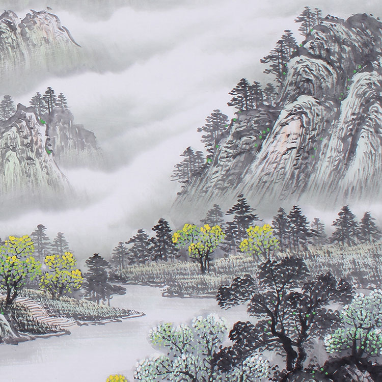 国画梅花喜上眉梢花鸟画风水山水画客厅靠山手绘水墨画国画