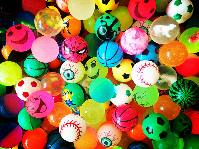 包邮45号弹力球二元扭蛋机夜光西瓜卡通儿童玩具弹弹球玩具球