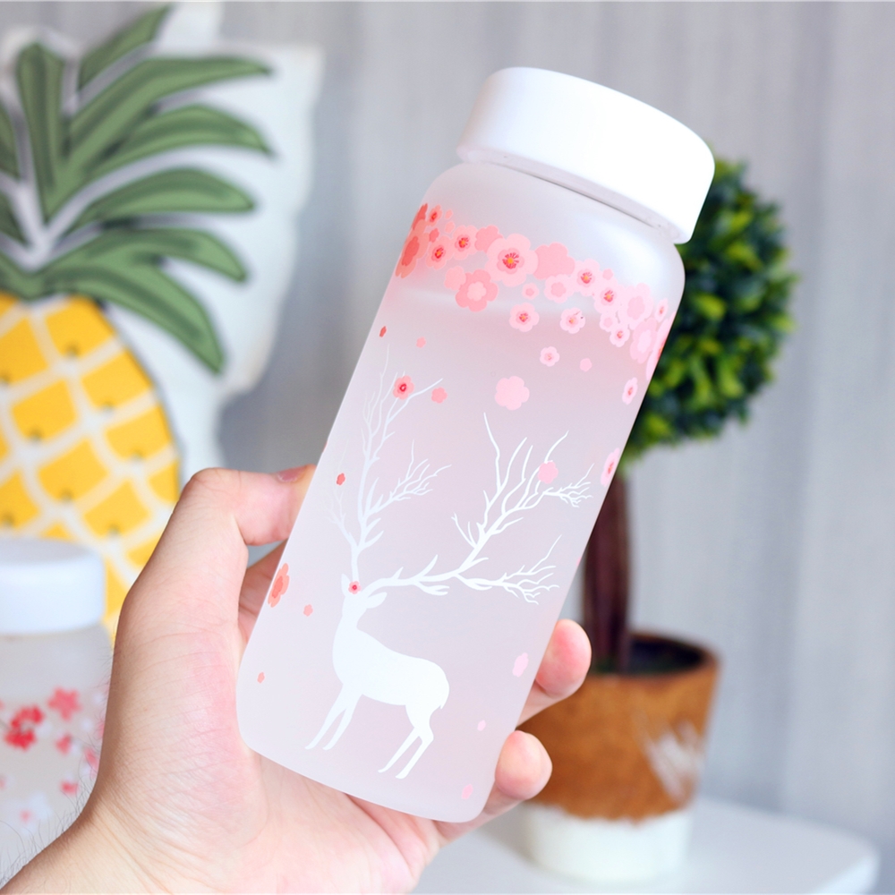韩国网红玻璃杯便携ins杯子女学生韩版原宿水杯磨砂简约 清新创意