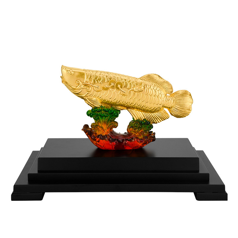 招财金龙鱼金箔摆件家居装饰客厅电视酒柜工艺品店铺摆件