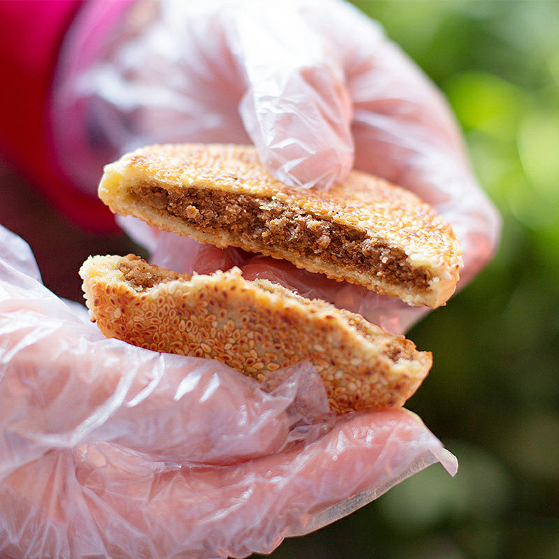 湖北咸宁特产通山阳春园手工芝麻饼黑芝麻椒盐蜂蜜味休闲糕点500g