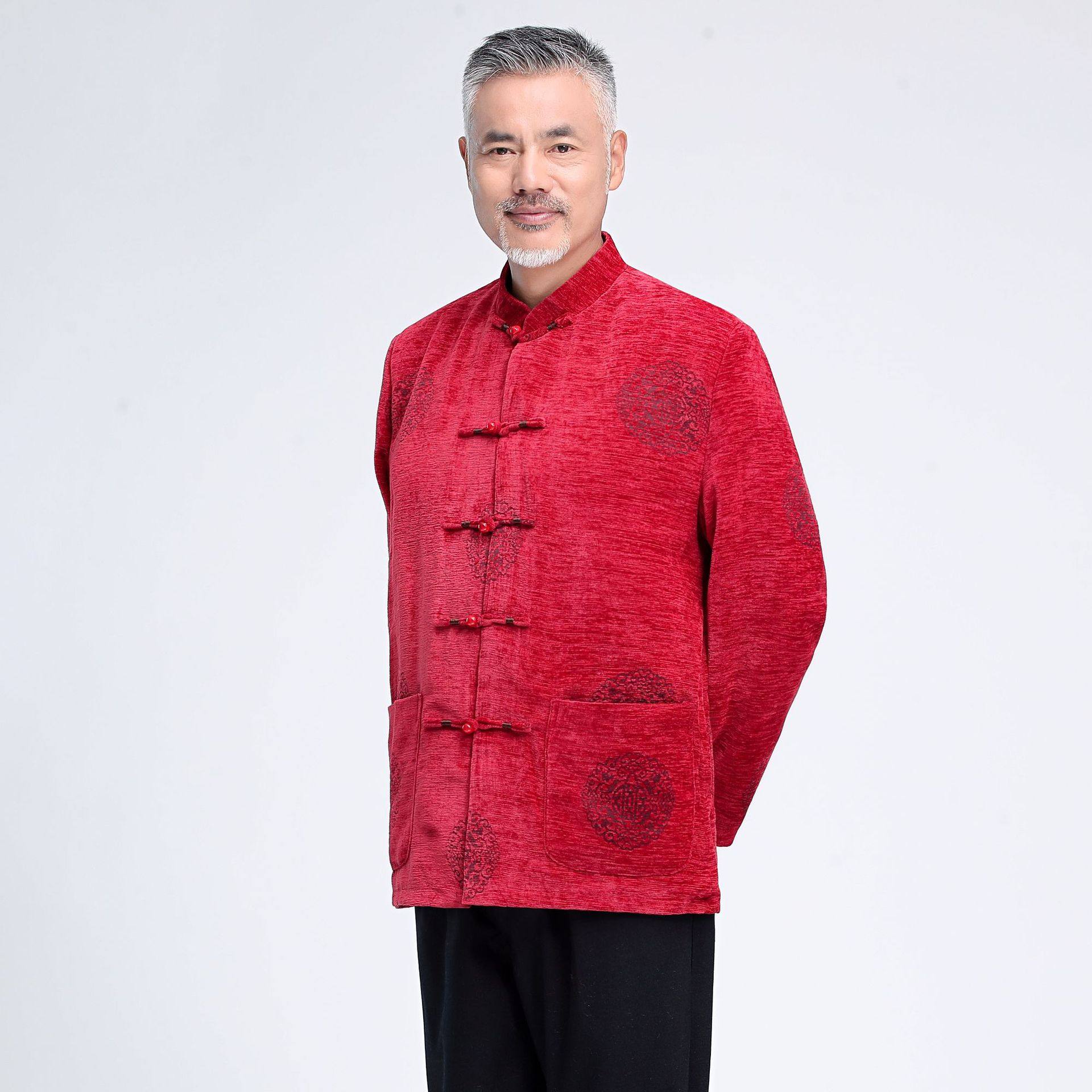 新款男士唐装上衣外套复古古汉服厚款中老年人生日唐装