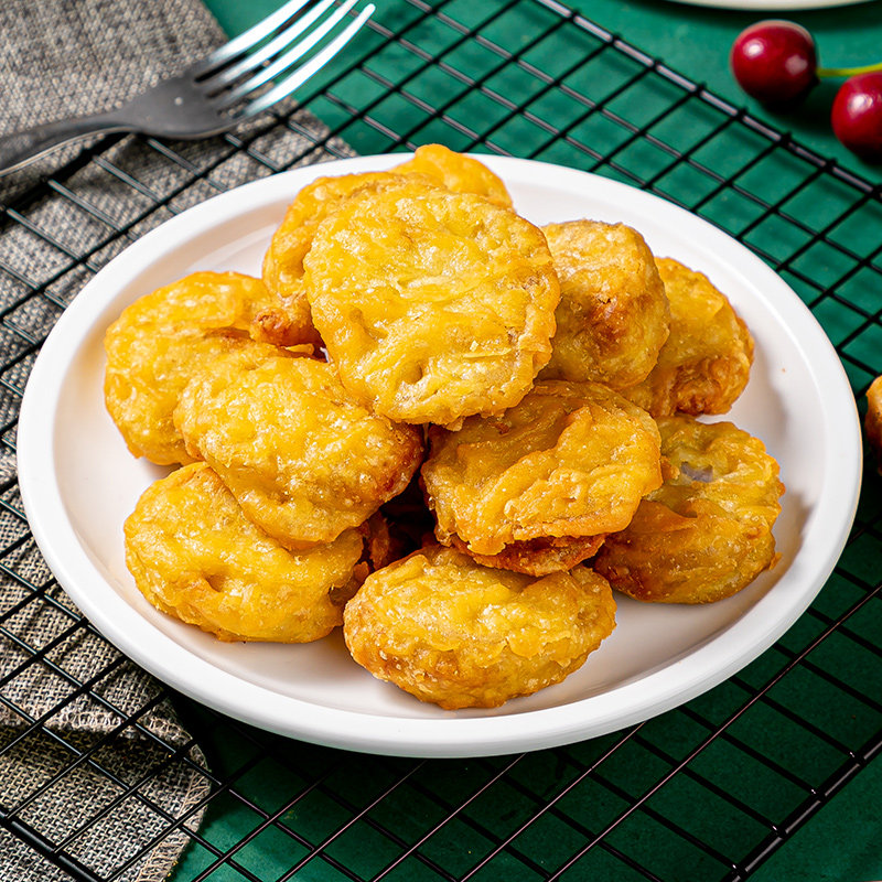 酥脆藕盒酥饼藕片包裹炸鸡肉馅半成品下午茶糕点包点