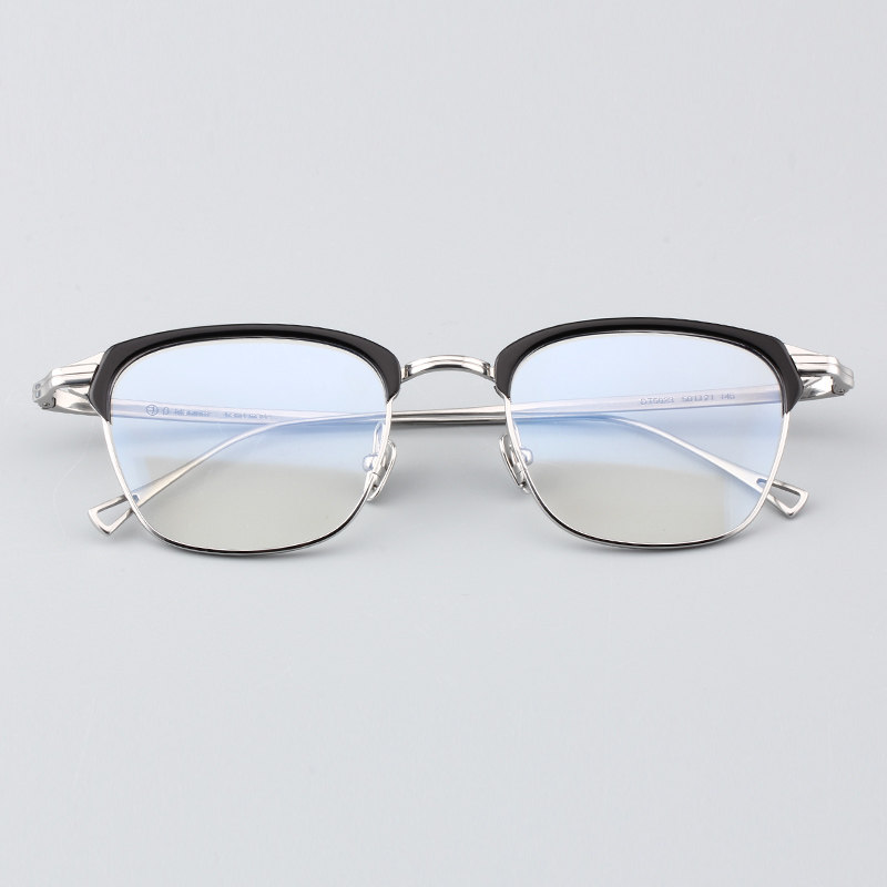 板材镜框复古纯钛半框眼镜架超轻半框女近视眼眉线眼镜架